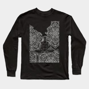 Mandala Meditation Girl Line Art Long Sleeve T-Shirt